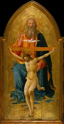 Trójca Święta ze świętymi, ok. 1470-75 (tempera i złoty płatek na desce)